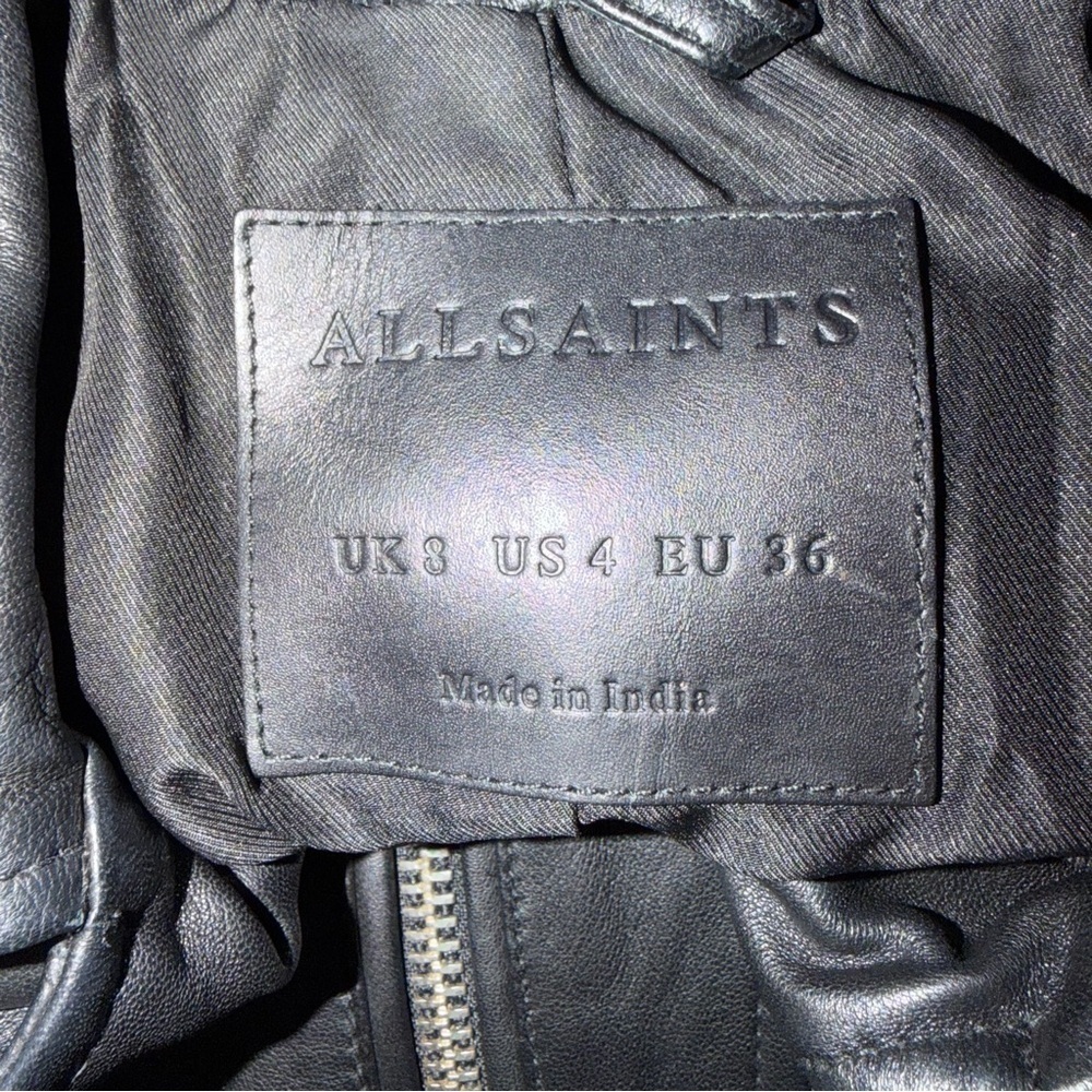 ALL SAINTS Black Balfern Leather Biker Jacket Size 4 - 23069 - Picture 6 of 9